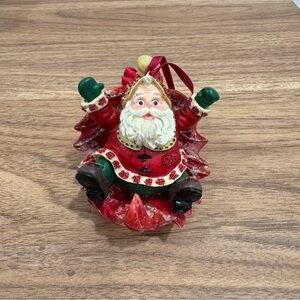 Christopher Radko Woodland Winds Santa Rides Leaf Christmas Ornament Vintage